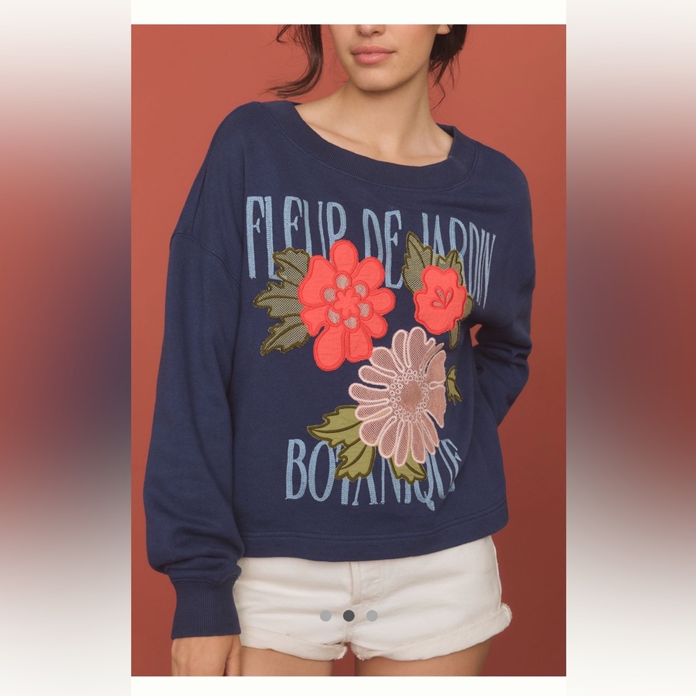 NWT Anthropologie Appliqué Pullover Sweater